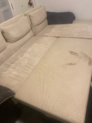 Sofá Cama Chaise Longue Beige y Marrón.