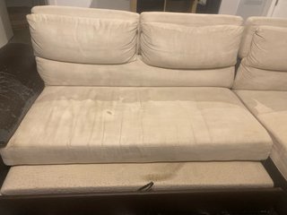 Sofá Cama Chaise Longue Beige y Marrón.
