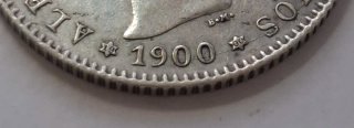 Moneda 1 Peseta Alfonso XIII 1900 *00 España 🇪🇸