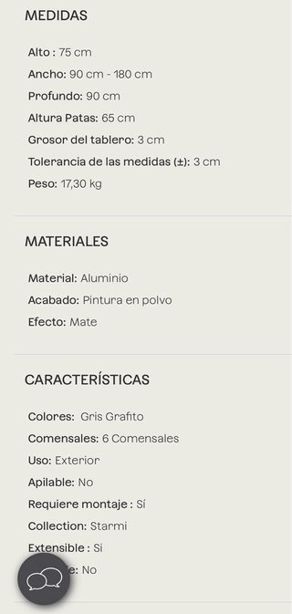 Conjunto mesa Starmi + 4 sillas Eika