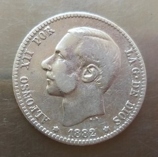 Moneda plata 1 Peseta 1882.