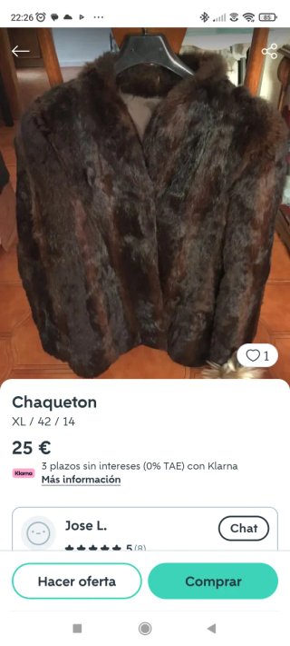 Chaquetón marrón talla XL