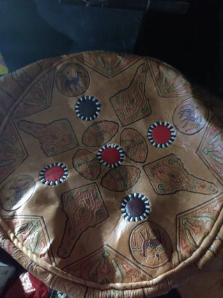 Conjunto de 2 Puffs de cuero estilo Marroquí nuevo