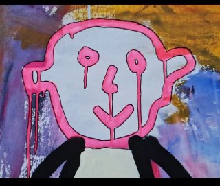Obra Arte  Paul Kostabi Three Figures  Firmada