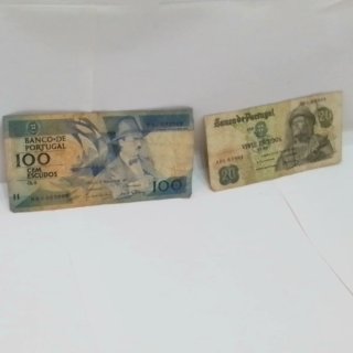 Billetes antiguos Portugal 100 y 20 Escudos