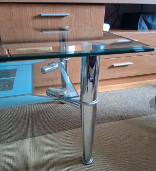 Mesa de centro cristal y metal