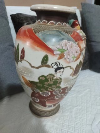 Jarrón Vintage Japonés Satsuma Cerámica