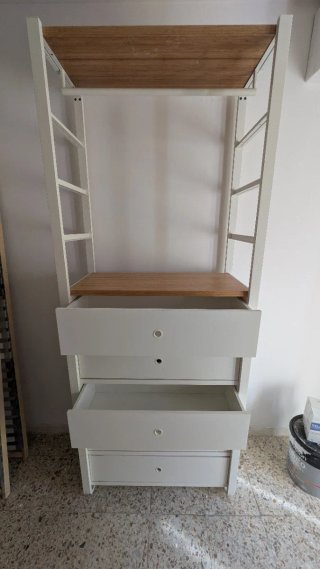 Armario IKEA ELVARLI Blanco/Bambú 5 Cajones