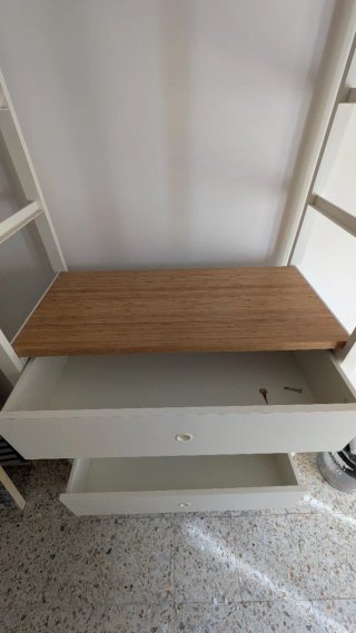 Armario IKEA ELVARLI Blanco/Bambú 5 Cajones