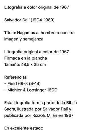 Obra Arte Salvador Dalí Biblia Sacra Faciamus 67s