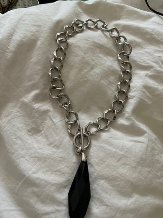Colgante cadena plata con piedra negra