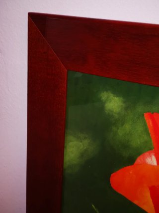 Quadro papaveri rossi con cornice in legno