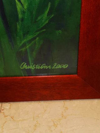 Quadro papaveri rossi con cornice in legno