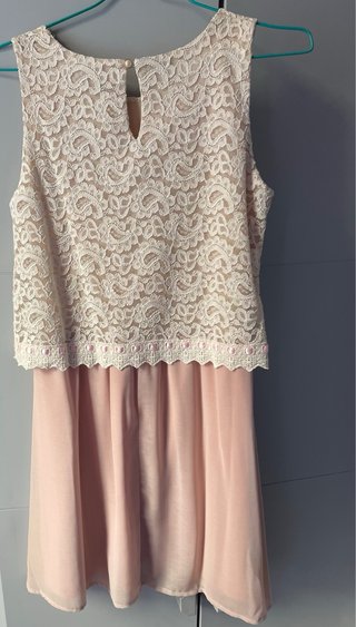 Vestido Maggie Sweet encaje beige y rosa