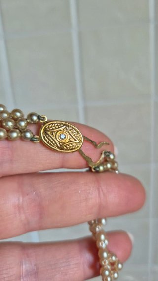Collana perle beige e oro