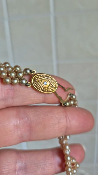 Collana perle beige e oro