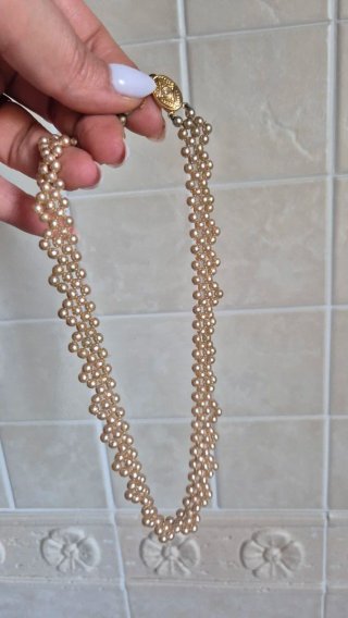 Collana perle beige e oro