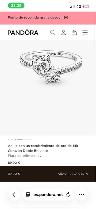 Anillo Pandora Oro Blanco y oro