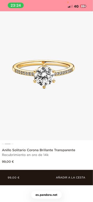 Anillo Pandora Oro Blanco y oro