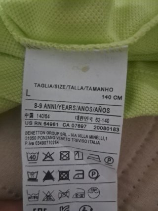 Polo Benetton Talla 8/9 Manga Corta