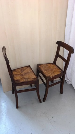Coppia sedie vintage in legno e rattan