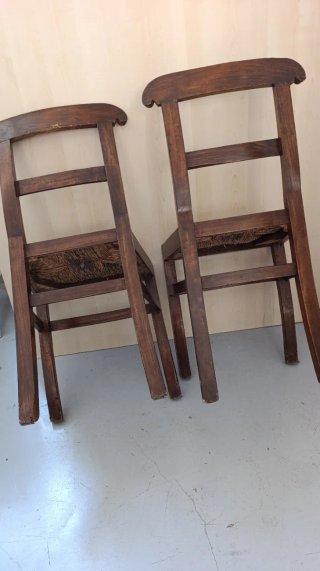 Coppia sedie vintage in legno e rattan