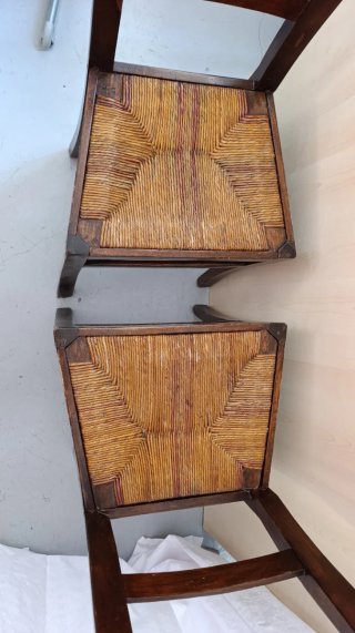 Coppia sedie vintage in legno e rattan