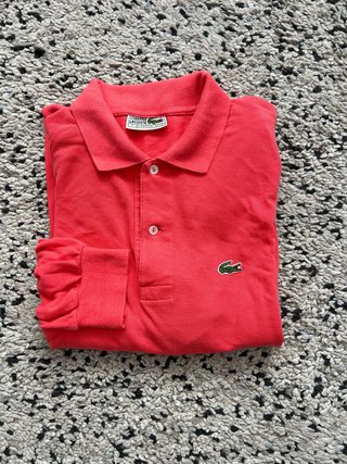 Polo Lacoste Manga Larga Vintage Rojo