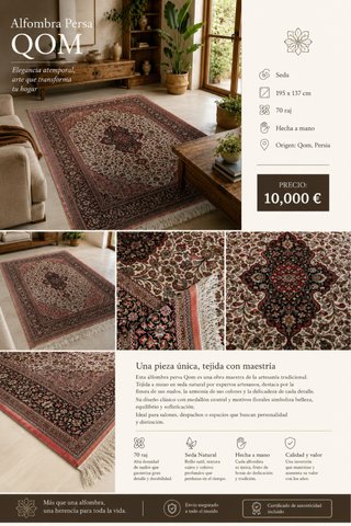 Alfombra Persa Qom Seda 195x137cm