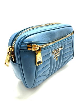 Prada Diagramme Bolso Azul Dorado
