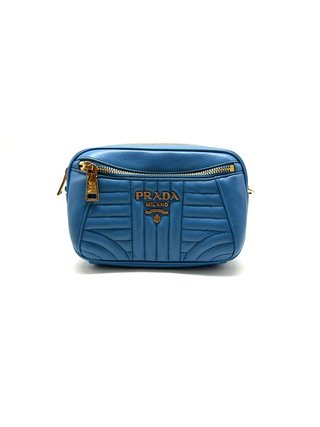 Prada Diagramme Bolso Azul Dorado