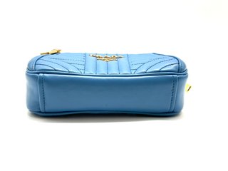 Prada Diagramme Bolso Azul Dorado