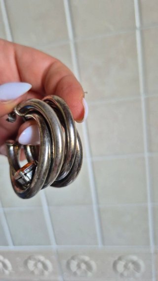 Orecchini cerchio argento con pietra arancione