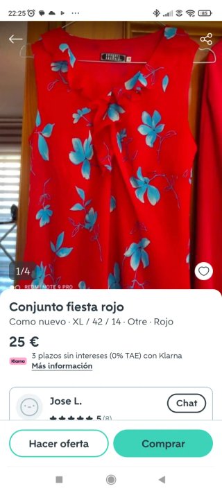 Conjunto fiesta HUG rojo XL