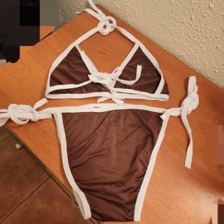 bikini triangular 2 piezas lazo halter T-M marron