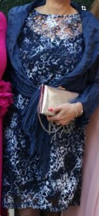 Vestido elegante azul y plateado