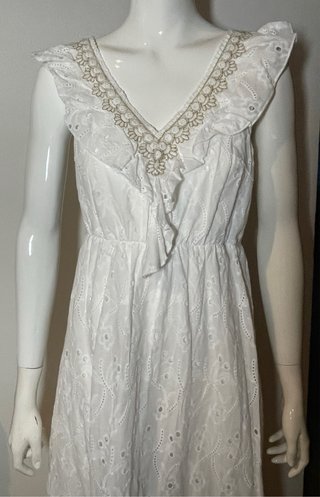 Vestido Largo Blanco Bordado Ibicenco Talla S