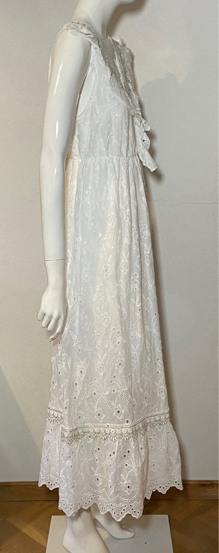 Vestido Largo Blanco Bordado Ibicenco Talla S