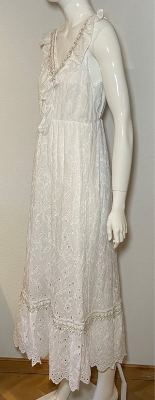 Vestido Largo Blanco Bordado Ibicenco Talla S