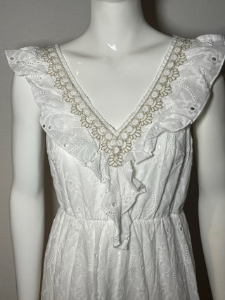 Vestido Largo Blanco Bordado Ibicenco Talla S