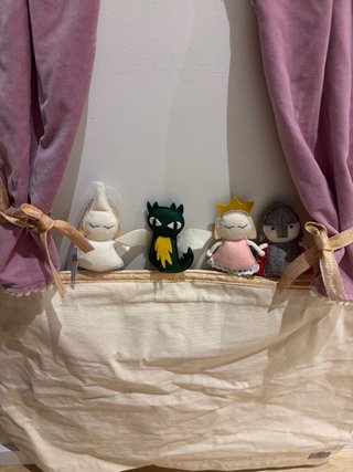 Teatro marionetas artesanal infantil + muñecos