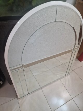 Espejo Arqueado Blanco y Plateado