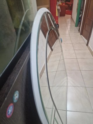 Espejo Arqueado Blanco y Plateado