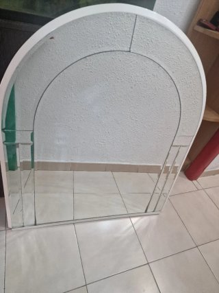 Espejo Arqueado Blanco y Plateado