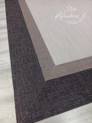 Alfombra vinilo teplón beige y gris a medida