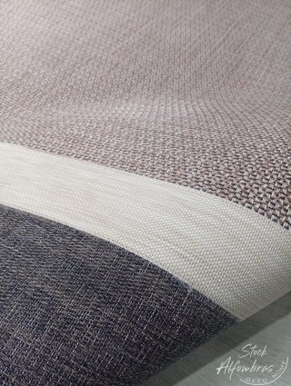 Alfombra vinilo teplón beige y gris a medida