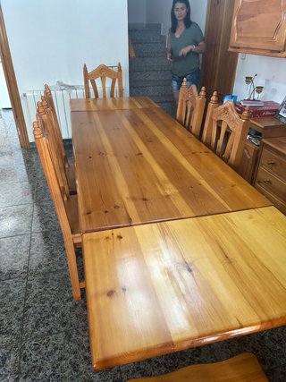 Tavolo e 6 Sedie da Pranzo in Legno, Solo Ritiro