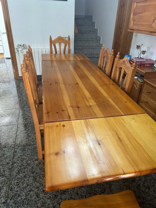 Tavolo e 6 Sedie da Pranzo in Legno, Solo Ritiro
