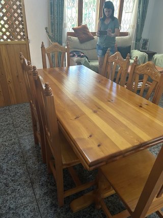 Tavolo e 6 Sedie da Pranzo in Legno, Solo Ritiro