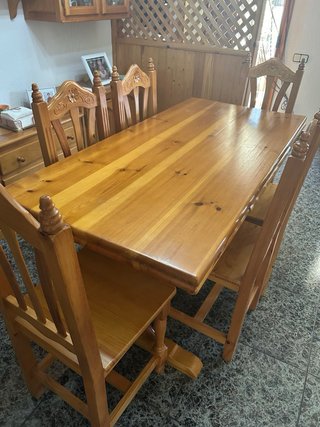Tavolo e 6 Sedie da Pranzo in Legno, Solo Ritiro